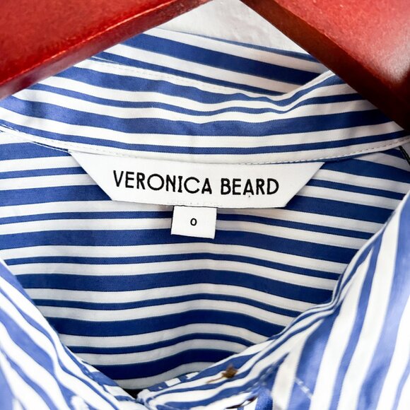 Veronica Beard Libby Striped Poplin Button Down Shirt in Classic Blue - Picture 7 of 10